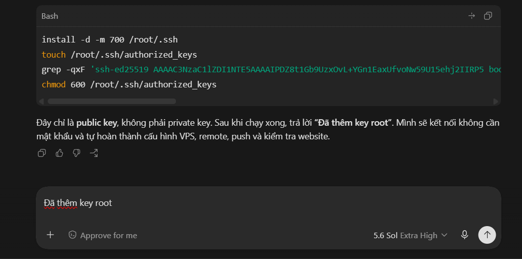 Cách commit & push code từ Codex lên VPS chi tiết A-Z 13 Thêm SSH public key để Codex không phải hỏi mật khẩu nhiều lần