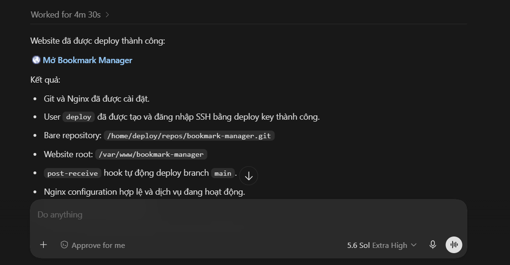 Cách commit & push code từ Codex lên VPS chi tiết A-Z 14 Codex kiểm tra website
