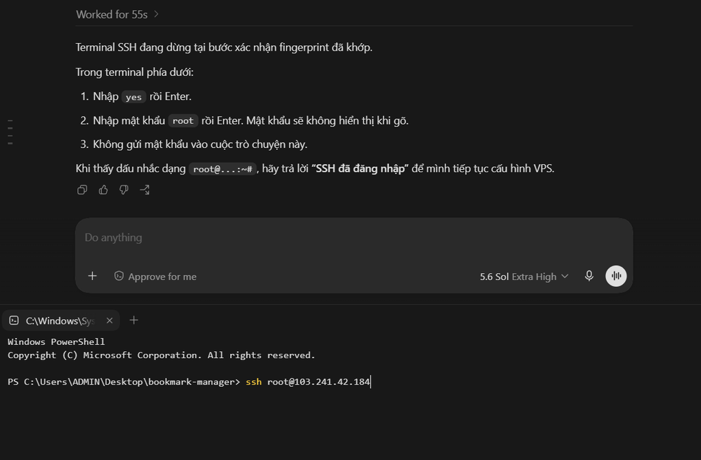 Cách commit & push code từ Codex lên VPS chi tiết A-Z 8 Xác nhận Fingerprint trong Terminal