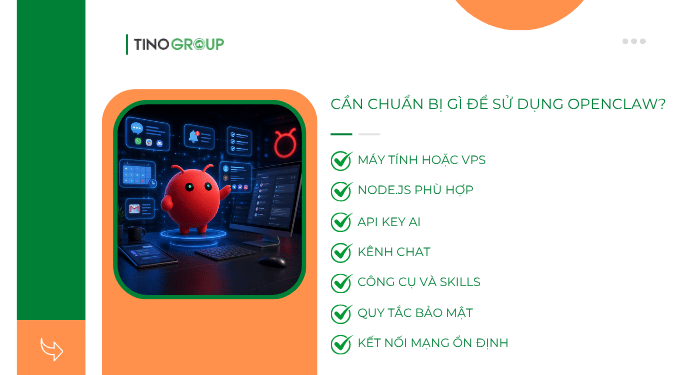 OpenClaw dùng để làm gì? 10 ứng dụng thực tế của OpenClaw 5 Cần chuẩn bị gì để sử dụng OpenClaw?