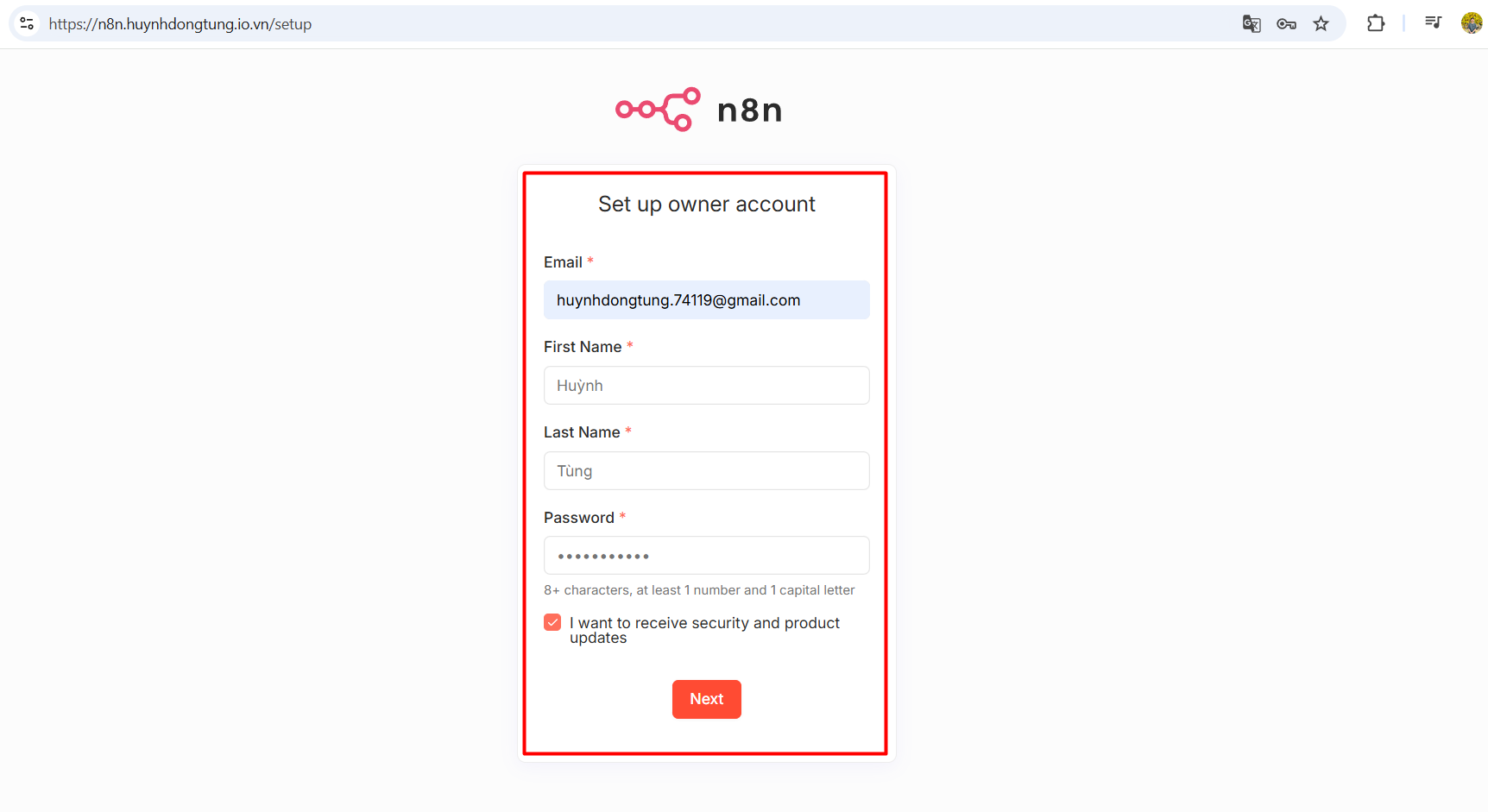 Hướng dẫn reset thông tin đăng nhập n8n trên VPS n8n Tino 7 Tạo tài khoản owner mới
