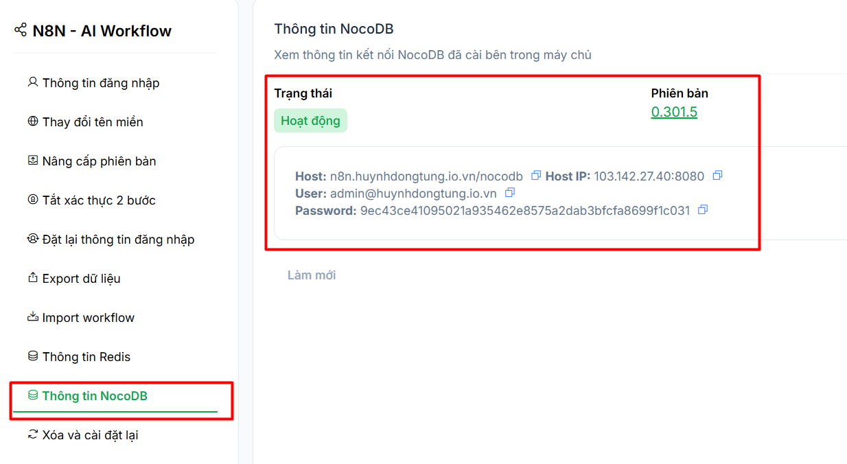 Thông tin NocoDB