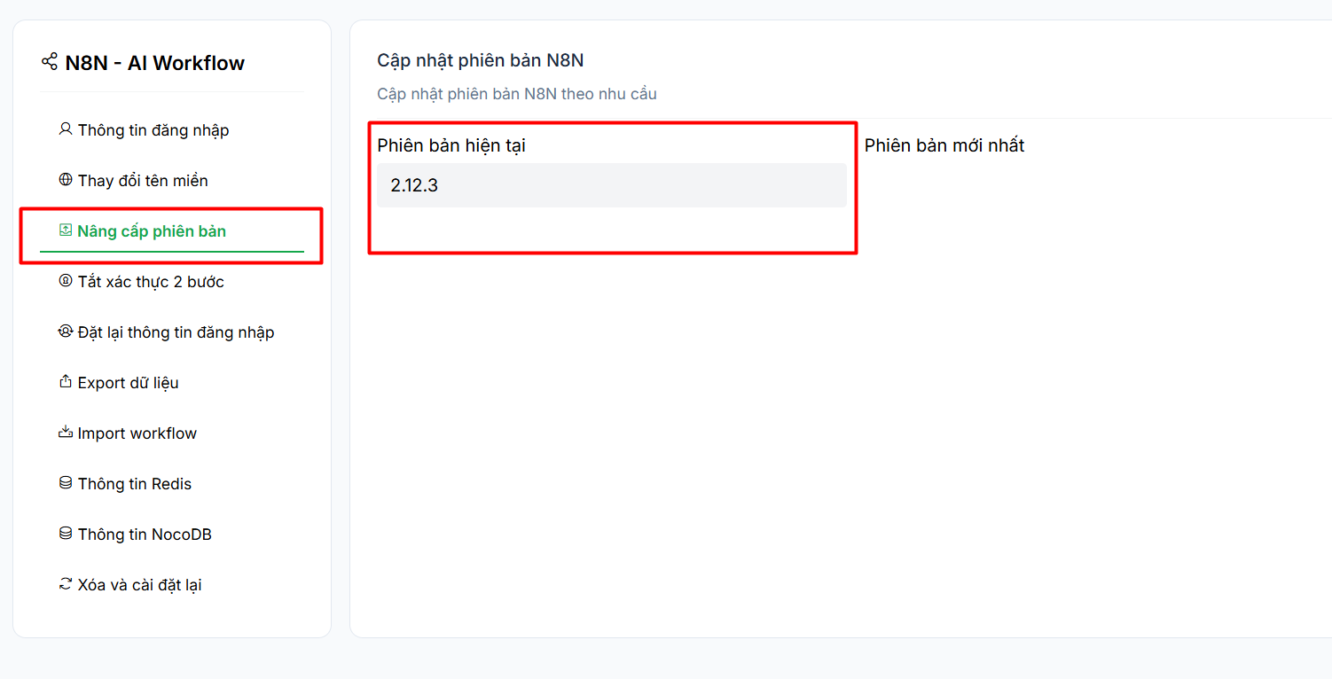 Nâng cấp phiên bản n8n