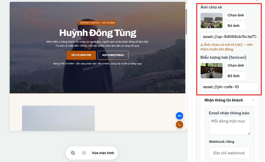 Hướng dẫn chỉnh sửa Landing Page sau khi tạo bằng Ông Bụt AI 11 Đổi màu sắc và kiểu chữ cho toàn trang