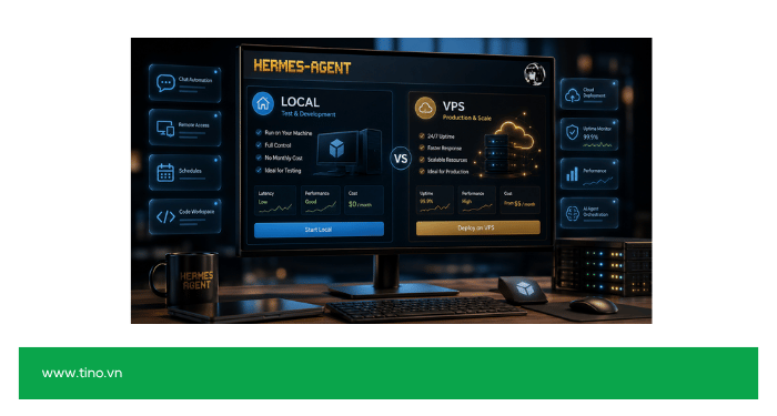 Hermes Agent nên chạy Local hay VPS? Chọn sao cho đúng? 6 Khả năng mở rộng
